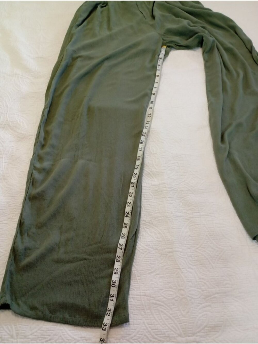 Mable Sage Green Wide-Leg High Waist Palazzo Pants Size L Summer Beach - Picture 11 of 13